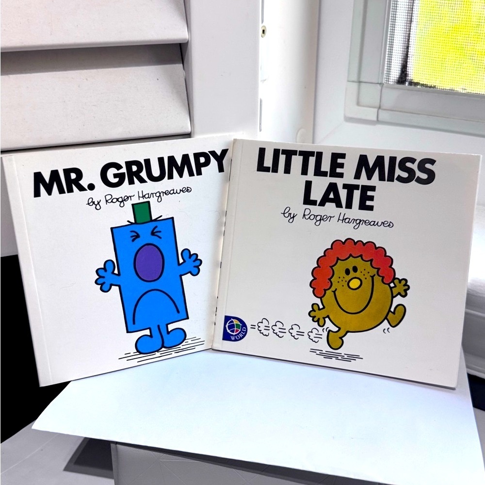 📚💫 Vintage Little Miss Late & Mr. Grumpy – Classic Roger Hargreaves Pair! 💫📚